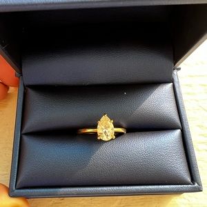 1.5 crt Moissanite Pear Ring with hidden Halo from Moissanite&Co